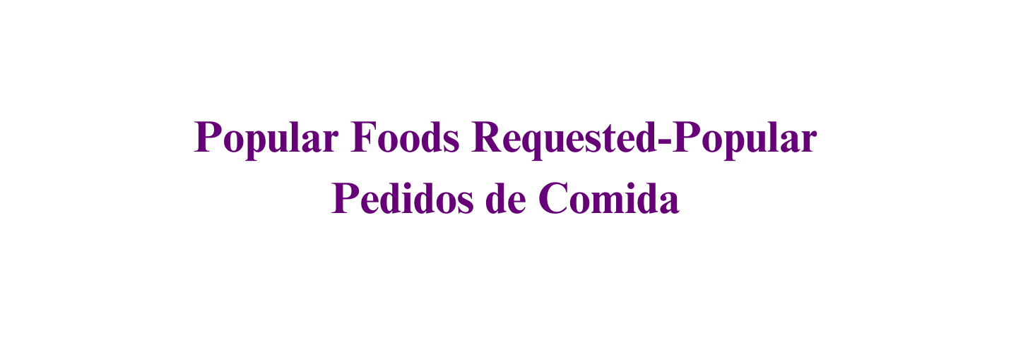 Popular Foods Requested Popular Pedidos de Comida